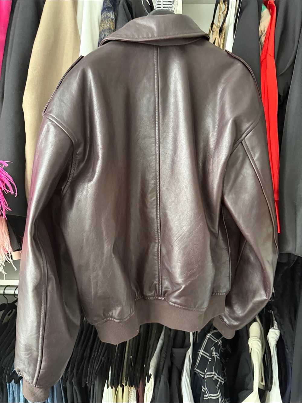 The Frankie Shop VIPER LEATHER JACKET - BROWN - Picture 16 of 17